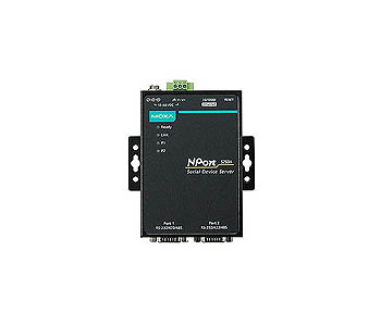 Moxa NPort 5250A - 2 port device server, 10/100M Ethernet, RS-232/422/485, DB9 male, 15KV ESD, 12-48VDC, 0-60  Degree C by MOXA